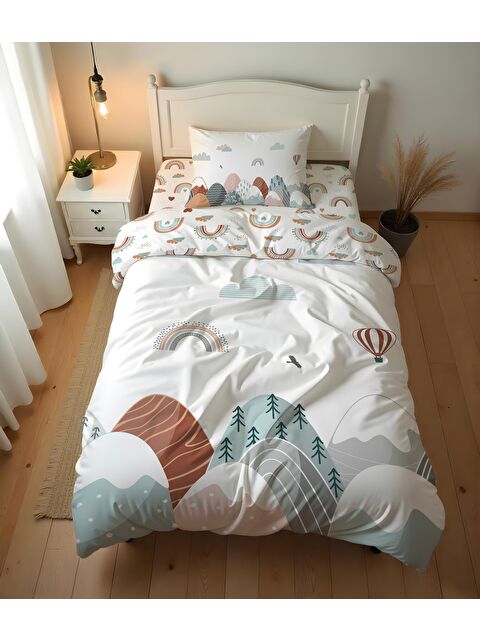 Evmila Iskandinav Desenli Çarşafsız 2'li Takım Baskılı Tek Kişilik Nevresim Takımı 160x220 cm - S000423675-20063