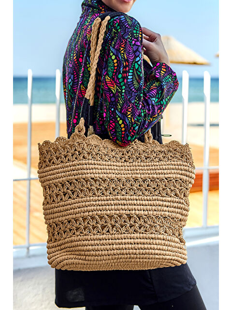 Remsa Mayo Hasır Çanta Plaj Çantası 005 Camel01 - S000419186-4557