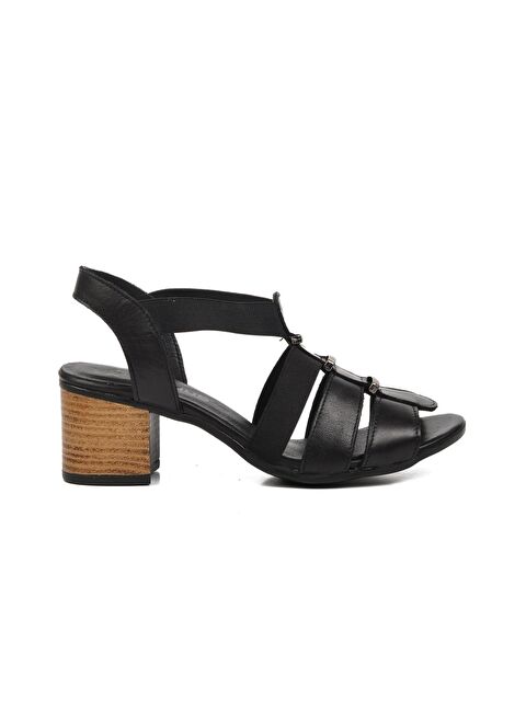 Venüs Siyah Hakiki Deri Kadın Topuklu Sandalet 1857227Y - S000158679-19351