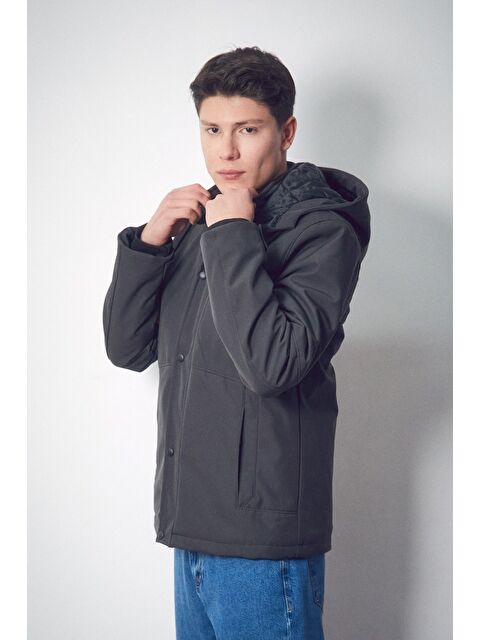 Fullamoda Cebi Fermuarlı Dalgıç Kumaş Kapüşonlu Mont - S000322581-29666