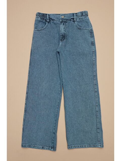 Fullamoda %100 Pamuk Beli Lastikli Palazzo Kız Çocuk Pantolon - S000497132-8826