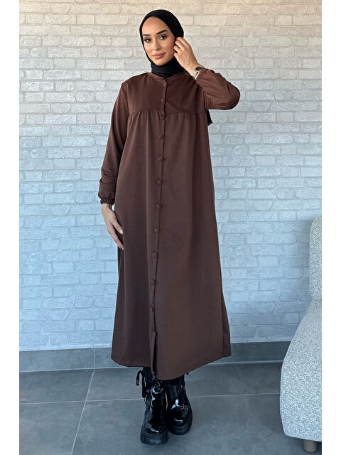 Julude Boydan Düğmeli Cepli Tesettür Elbise - S000300129-19413