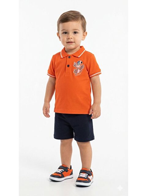 Kidex's Erkek Bebek Polo Yaka Tarz Baskılı Şortlu Takım Yazlık 2’li Takım