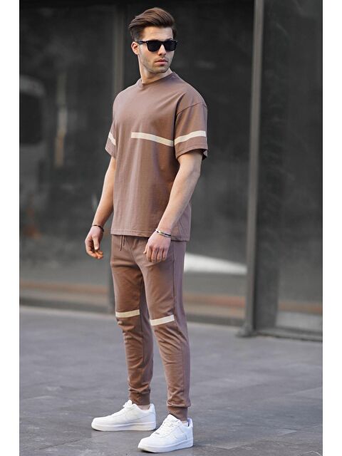 Madmext Kahverengi Kısa Kollu %100 Pamuk Eşofman Takımı 5939 - S000445047-19413