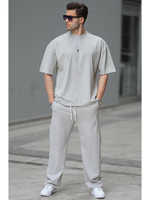 Madmext Boyalı Gri Erkek %100 Pamuk Eşofman Takımı 5938 - S000445048-20600