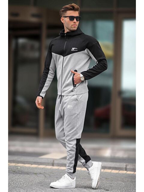 Madmext Kapüşonlu Gri Erkek Eşofman Takımı 7202 - S000445053-20600