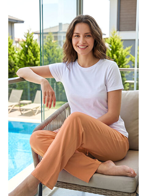 Remsa Kadın Penye Kumaş Viskon Tek Pijama Alt 17 Tarçın