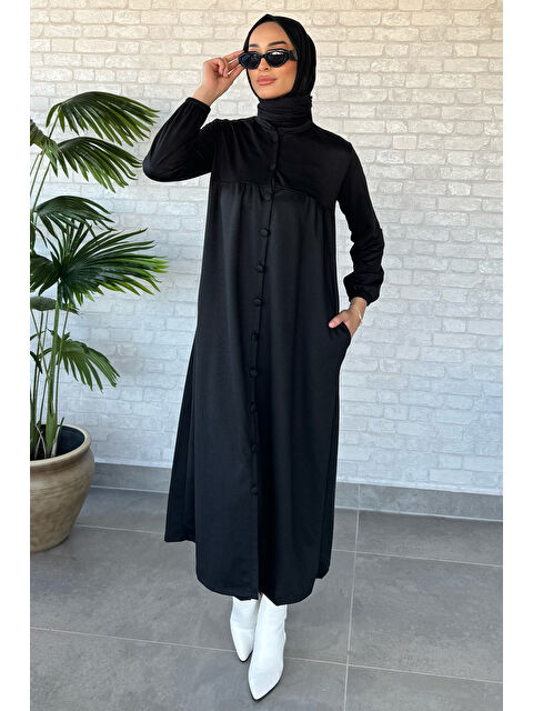 Julude Boydan Düğmeli Cepli Tesettür Elbise - S000300129-19351