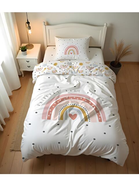 Evmila Desenli Çarşafsız 2'li Takım Baskılı Tek Kişilik Nevresim Takımı 160x220 cm - S000423688-20063