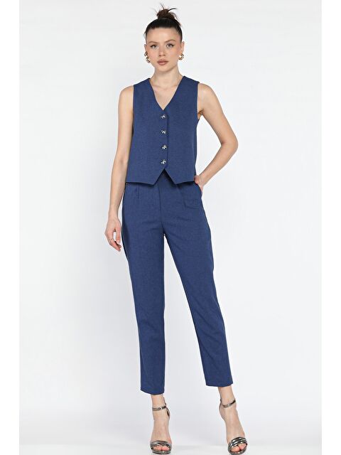 Gülseli Kadın Düğme Detaylı Astarlı Yelek Pantolon İkili Takım - S000368410-23093