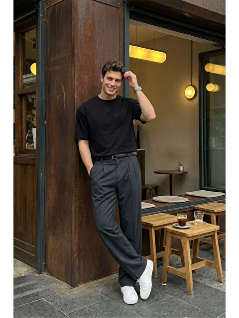 Livio Ferri Erkek Kumaş Baggy Kalıp Pileli Pantolon