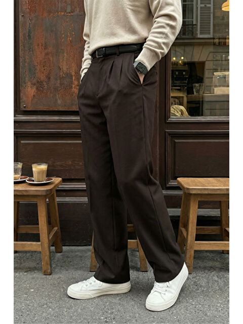 Livio Ferri Erkek Kumaş Baggy Kalıp Pileli Pantolon