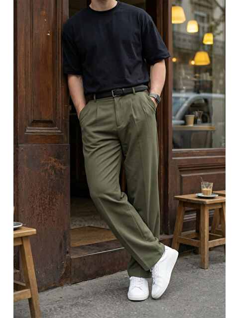 Livio Ferri Erkek Kumaş Baggy Kalıp Pileli Pantolon