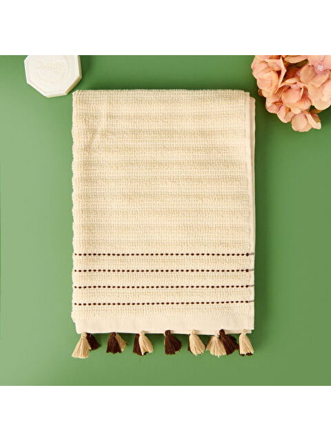 Evidea Soft Püsküllü Yüz Havlusu - Bej - 50x90 cm - S000365877-19928