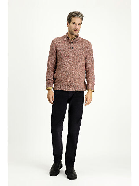 Kiğılı Bato Yaka Regular Fit Desenli Alpaka Yünlü Triko Büyük Beden Kazak - S000405092-18657