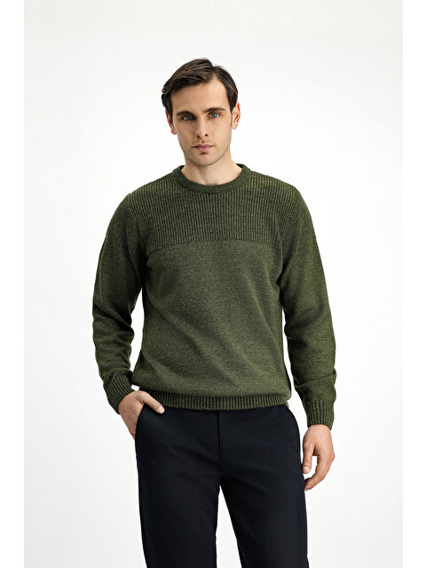 Kiğılı Bisiklet Yaka Regular Fit Desenli Triko Büyük Beden Kazak - S000405093-18547