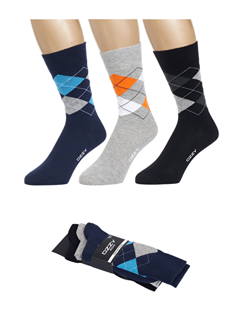 Ozzy Socks 3 Çift Dikişsiz Erkek Penye Pamuklu 4 Mevsim Çorap Dayanıklı Topuk Burun - S000138873-37287