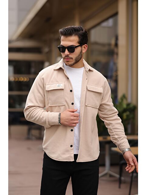 Stilkombin Oversize Düz Cepli Polar Erkek Gömlek - S000121446-19966