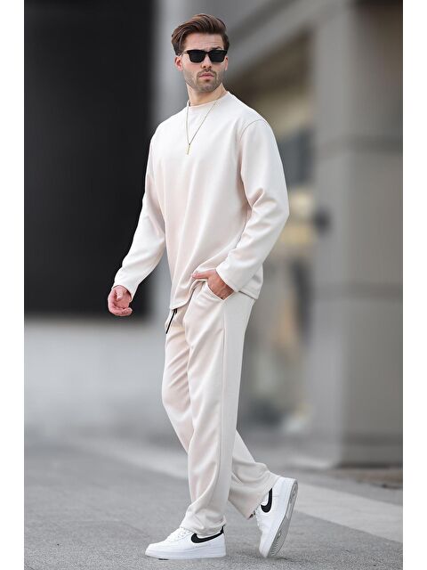 Madmext Ekru Basic Uzun Kollu Eşofman Takımı 5960