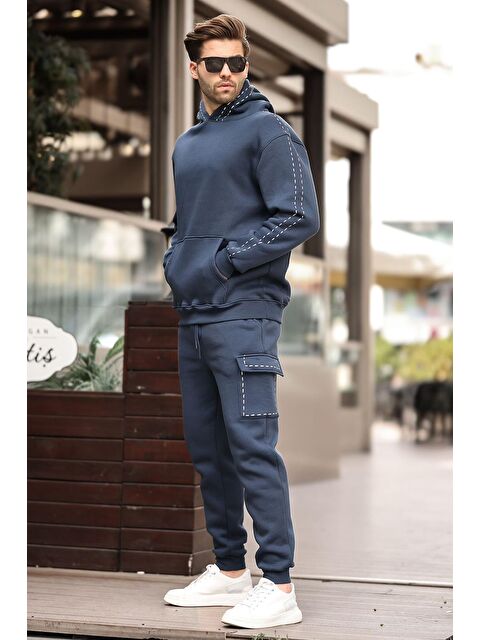 Madmext Lacivert Erkek Kapüşonlu Paçası Lastikli Eşofman Takımı 5957 - S000445056-21164