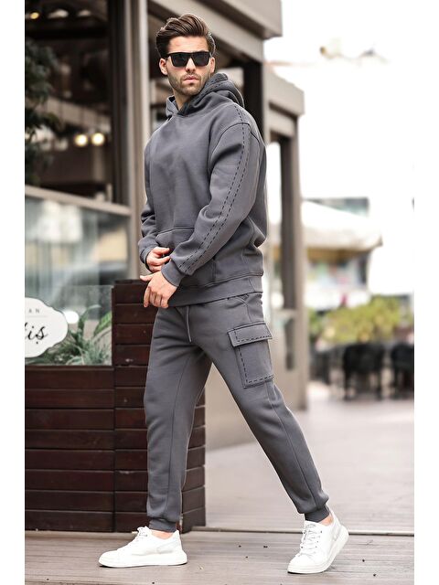 Madmext Füme Erkek Kapüşonlu Paçası Lastikli Eşofman Takımı 5957 - S000445056-33408