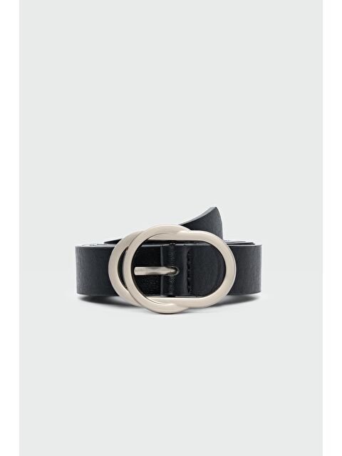 Shulebags Yuvarlak Tokalı Suni Deri Kemer Siyah - S000440917-19351