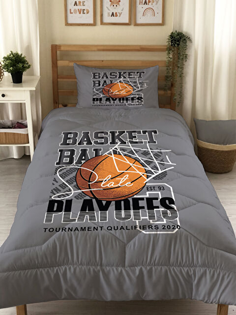 Evmila Çift Taraflı Desenli Kapitone Yorgan Tek Kişilik Kişilik Uyku Seti Çarşafsız - S000274705-23173