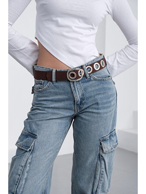 Shulebags Süet Metal Delikli Kemer Kahve - S000459960-19413