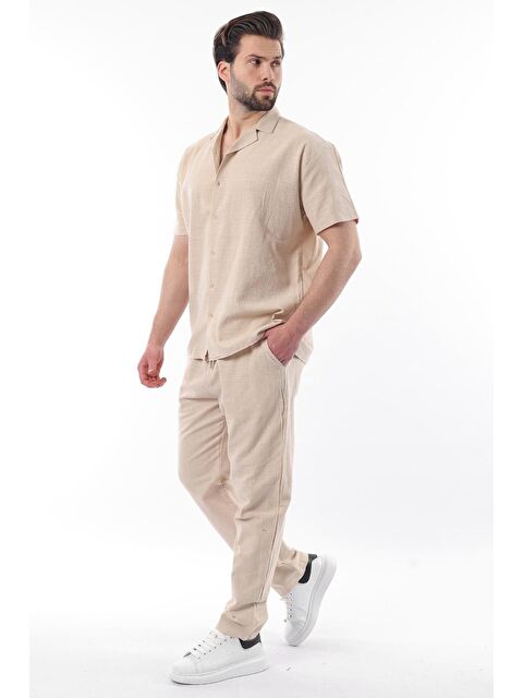 Madmext Bej Over Fit Erkek Gömlek Takım E7303 - S000445060-19928