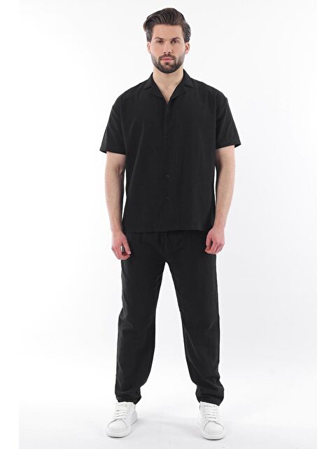 Madmext Siyah Over Fit Erkek Gömlek Takım E7303 - S000445060-19351