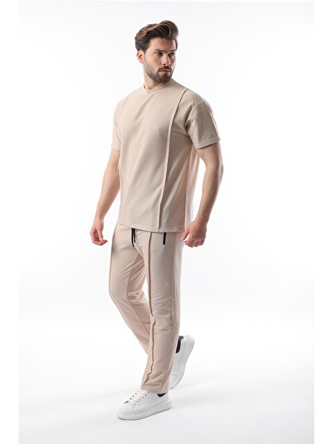 Madmext Bej Önü Pileli Overfit Erkek Takım E7304 - S000445061-19928
