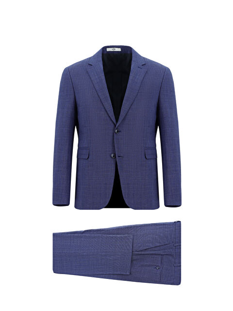 Kiğılı 7 Drop Slim Fit Dar Kesim Yünlü Ekose Gofre Takım Elbise