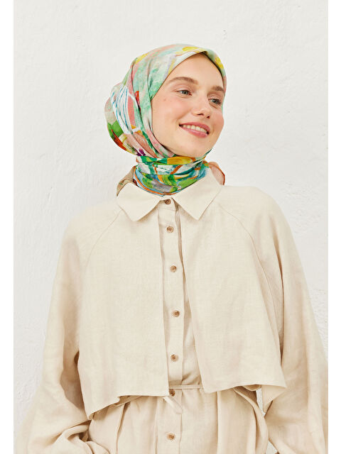 Fresh Scarfs Camellia Desen Pamuk Vual Eşarp Soft Pembe - S000459521-20021