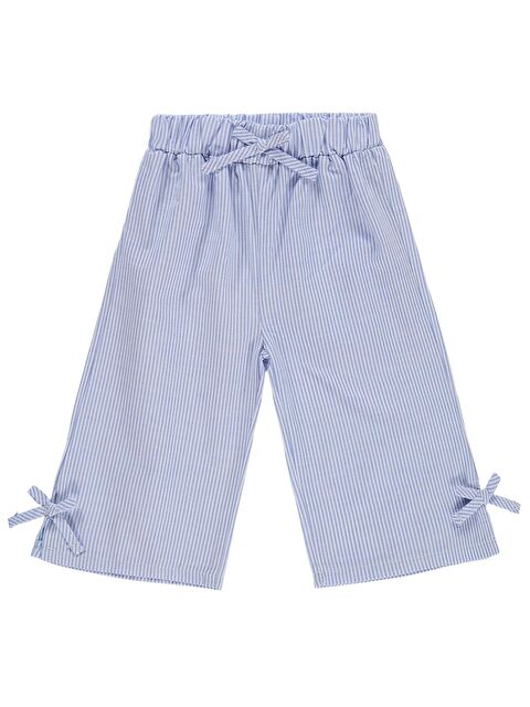 Civil Baby Fiyonk Detaylı Çizgi Empirme 6-18 Ay Pantolon - Pastel Mavi