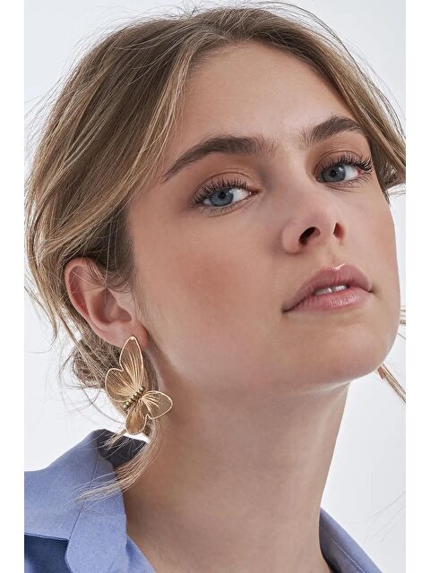 New Obsessions Metamorfoz Gold Kelebek Asimetrik Küpe - S000325149-20076