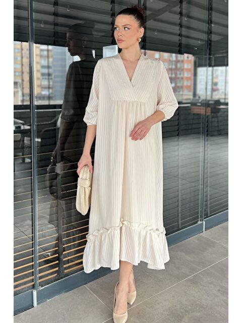 Gülseli Kadın İçlik Kombinli Dökümlü Elbise - S000368426-19928