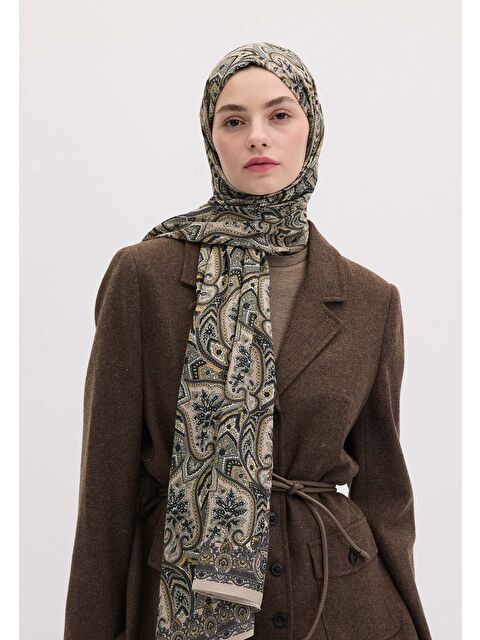 Fresh Scarfs Vıntage Echo Desen Şal Kahve - S000458417-28102