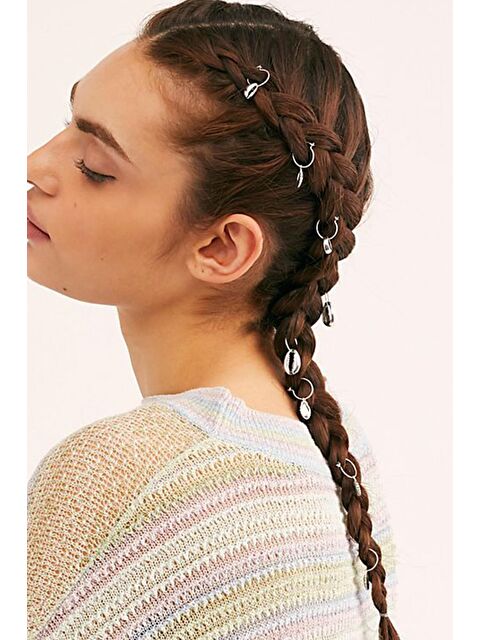 New Obsessions Metalik Midyeli Gümüş Rengi Saç Küpesi Seti 7 Adet - S000161080-18105