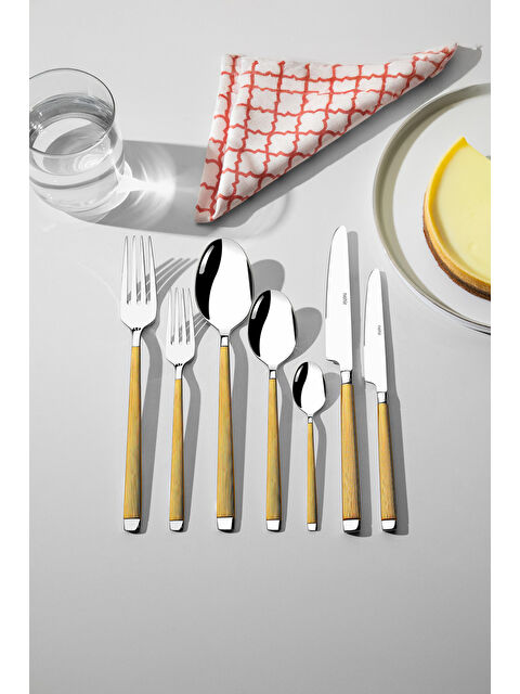 Nehir Maria Altın Saten 12 Kişilik 84 Parça Deri Çatal Kaşık Bıçak Takımı - S000492375-20076