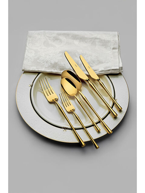 Nehir Marbella Full Altın 12 Kişilik 84 Parça Deri Kutulu Çatal Kaşık Bıçak Takımı - S000492376-20076