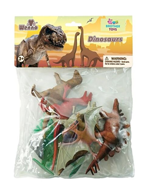 Vardem 79 Parca 10Inch CıftlıkVahsı,Dınozor Hayvan Set - Kahverengi