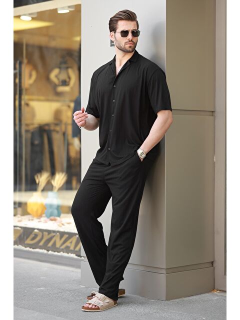 Madmext Siyah Basic Erkek Gömlek Takım E7315 - S000445064-19351