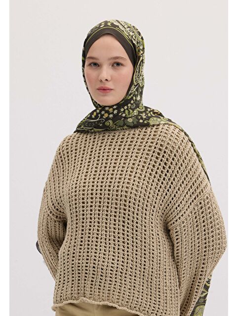 Fresh Scarfs Valerıa Desen Şal Koyu Yeşil - S000458420-19416