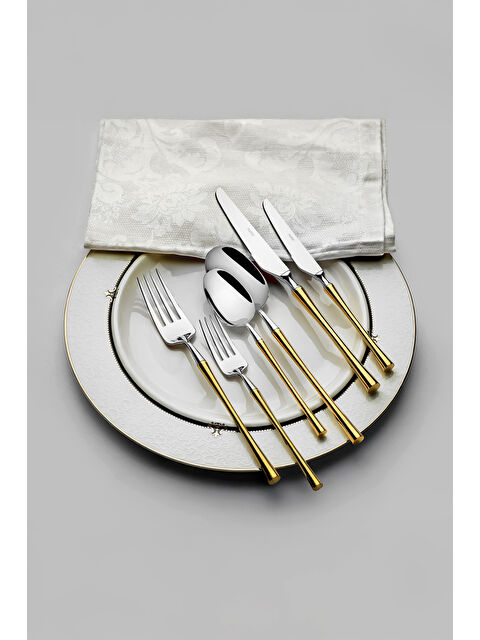 Nehir Marbella Altın Sade 12 Kişilik 84 Parça Kutulu Çatal Kaşık Bıçak Takımı - S000492380-20076