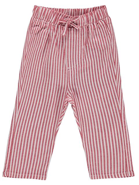 Civil Baby Çizgili 6-18 Ay Pantolon - Kırmızı