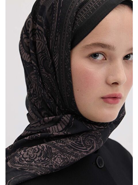 Fresh Scarfs Florıan Desen Şal Koyu Mor - S000458426-20040