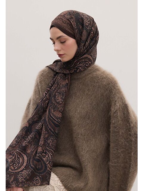 Fresh Scarfs Florıan Desen Şal Koyu Mürdüm - S000458426-20035