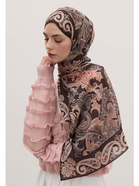 Fresh Scarfs Eva Desen Şal Koyu Kahve - S000458427-29704