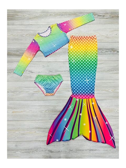 My Kids Wear Işıltılı Deniz Kızı Kostümü 3'lü Set Kız Çocuk Kostüm - S000403894-2591