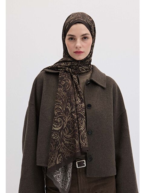Fresh Scarfs Freesıa Desen Şal Kakao - S000458431-26424